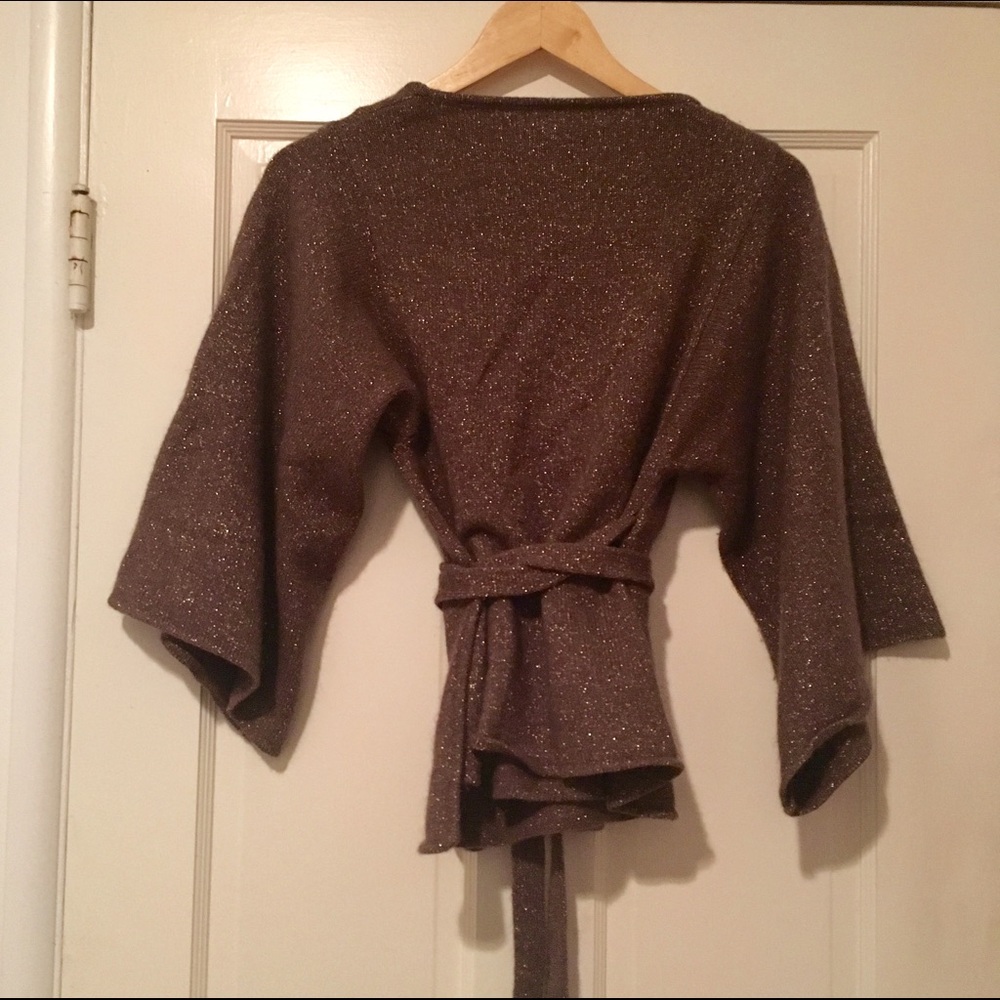 Lurex Wrap Knit Sweater - Brown - Picture 2 of 4
